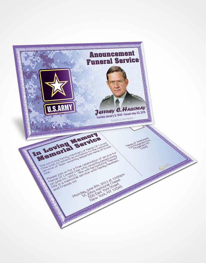 Funeral Prayer Card Template 1st Army Soldier Faith