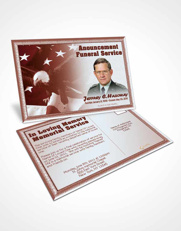 Funeral Prayer Card Template 2nd Veterans Day Sunrise