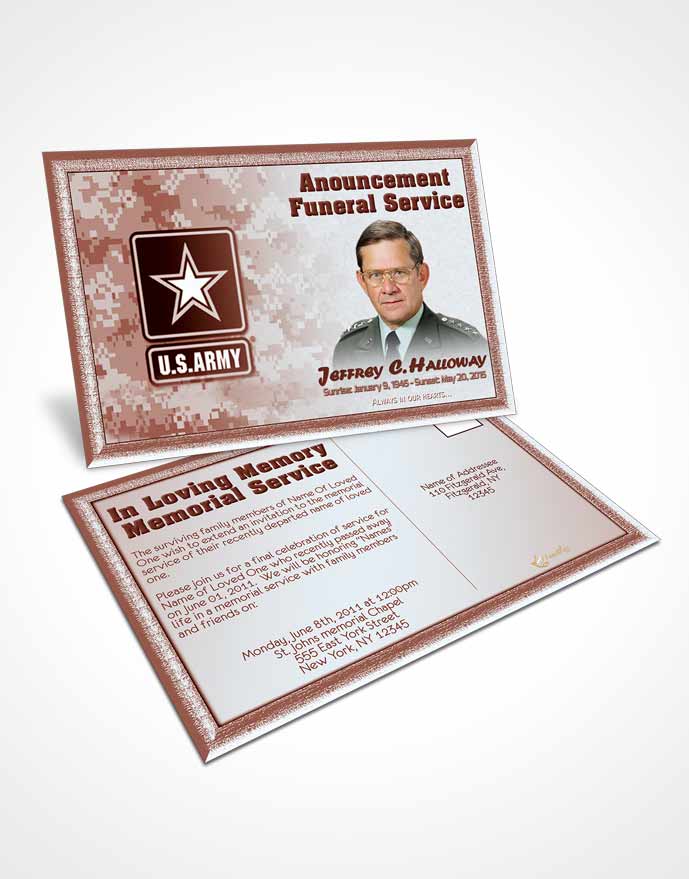 Funeral Prayer Card Template 3rd Army Soldier Sunrise