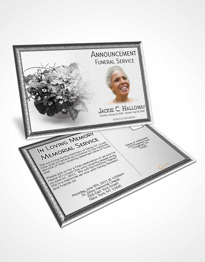 Funeral Announcement Card Template A Beautiful Black and White Bouquet