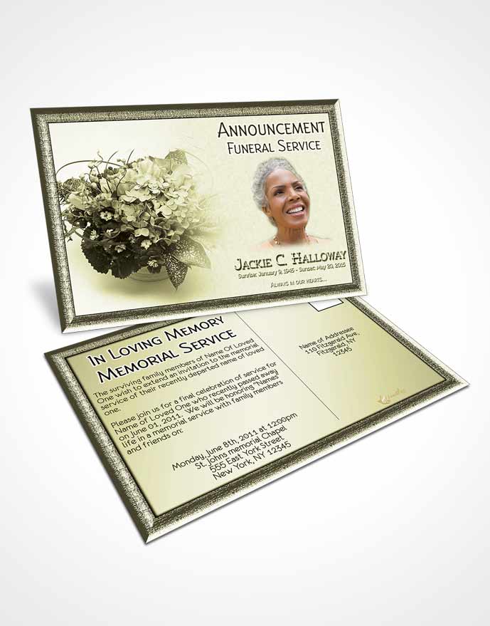Funeral Announcement Card Template A Beautiful Rustic Bouquet