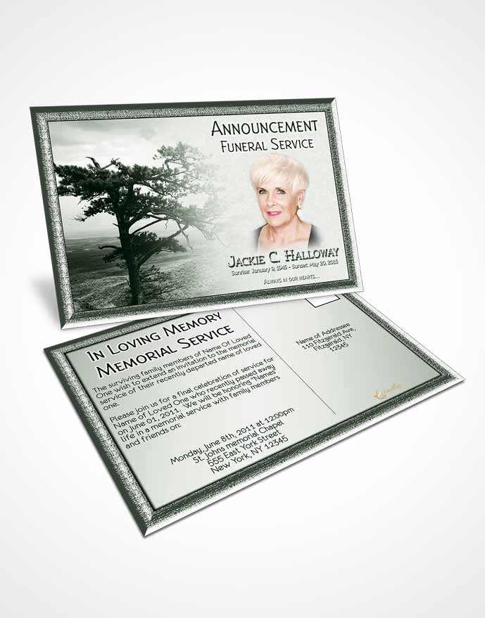 Funeral Announcement Card Template A Blissful Emerald Tree