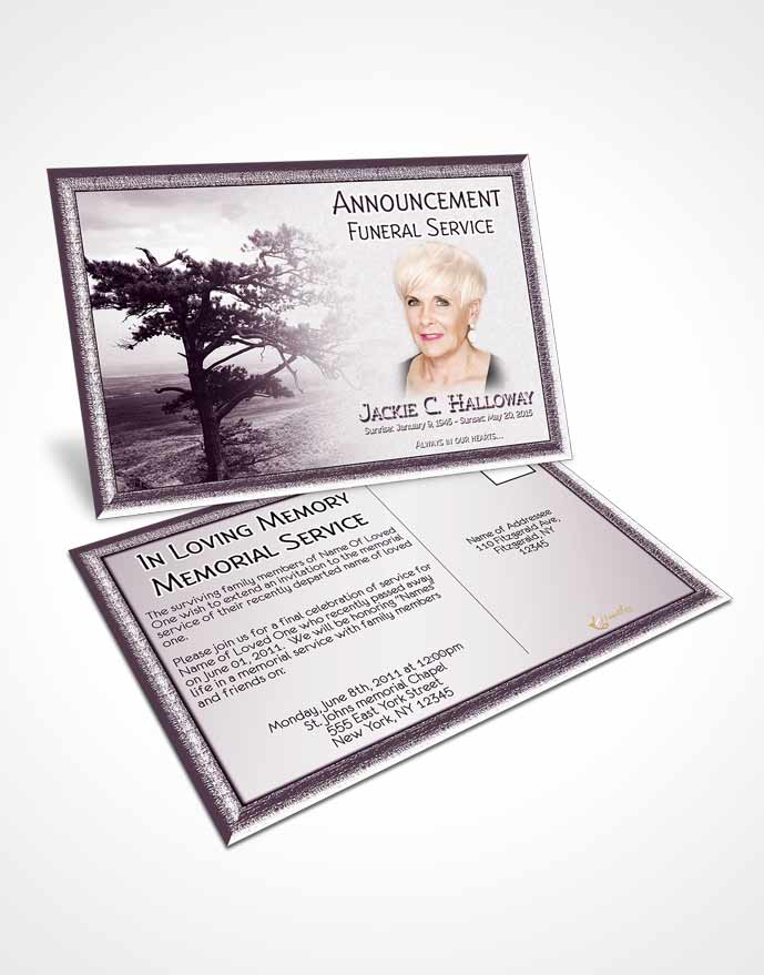 Funeral Announcement Card Template A Blissful Lavender Tree