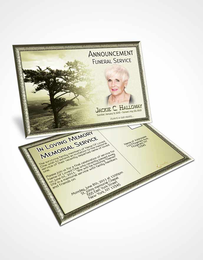 Funeral Announcement Card Template A Blissful Rustic Tree
