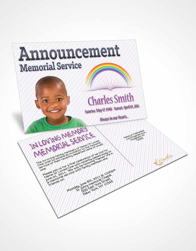 Funeral Announcement Card Template A Childs Passing Amethyst Splash