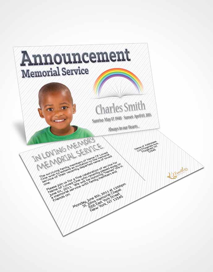 Funeral Announcement Card Template A Childs Passing Black and White Peace