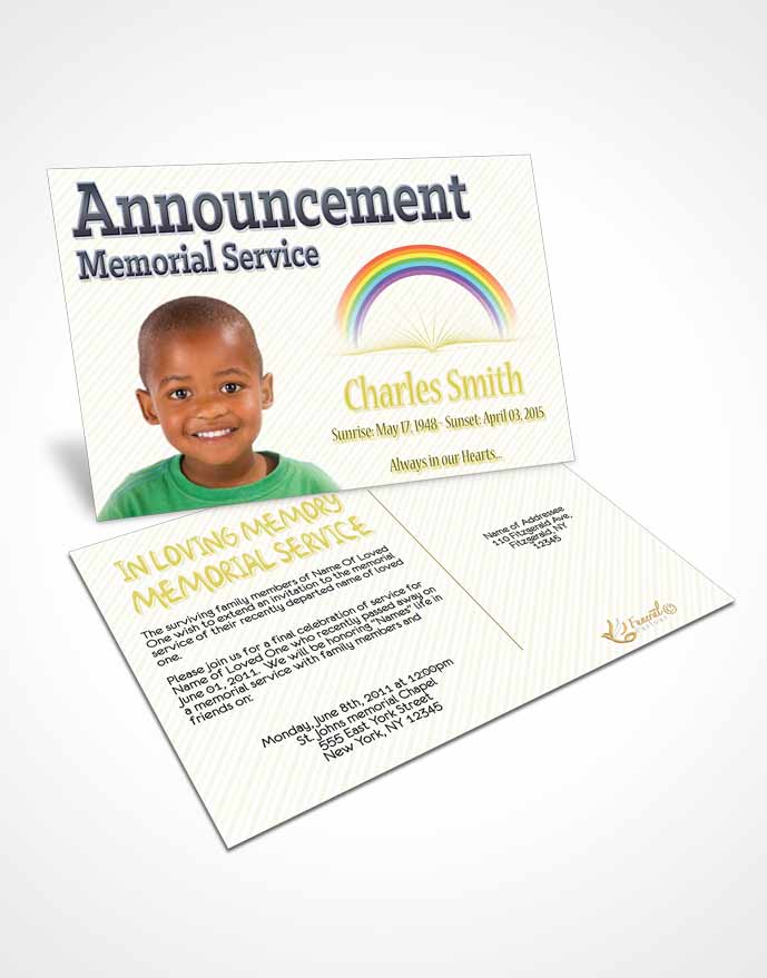 Funeral Announcement Card Template A Childs Passing Ginger Blossom