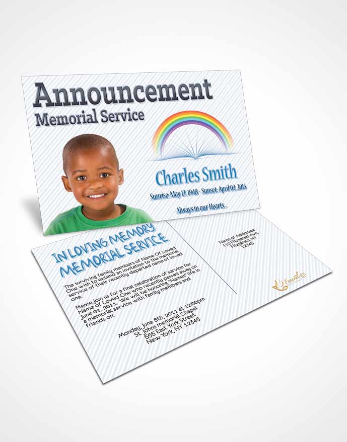 Funeral Announcement Card Template A Childs Passing Midnight Jasmine