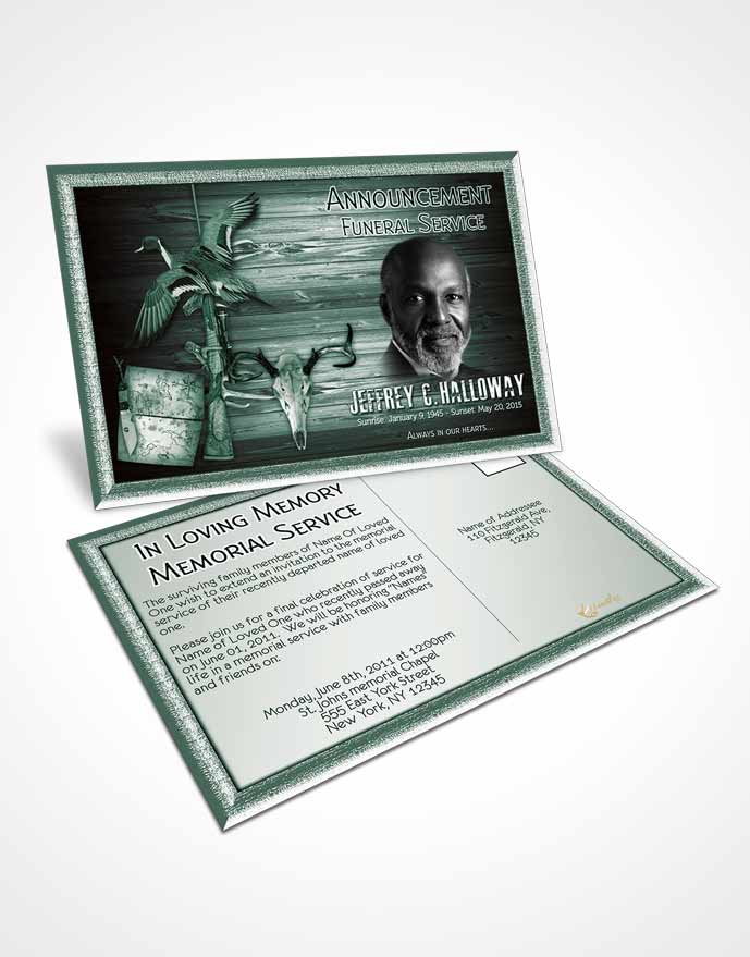 Funeral Announcement Card Template A Hunters Catch Forest Green