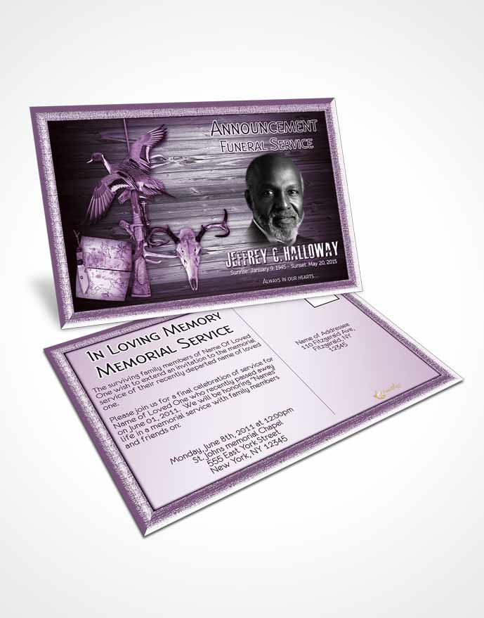 Funeral Announcement Card Template A Hunters Catch Lavender Love