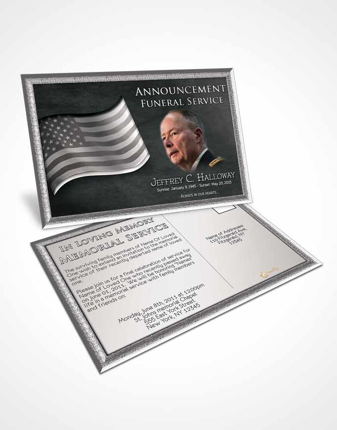 Funeral Announcement Card Template American Black and White Pride