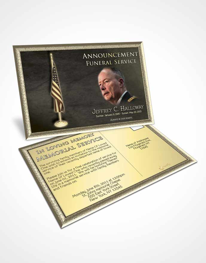 Funeral Announcement Card Template American Golden Glory