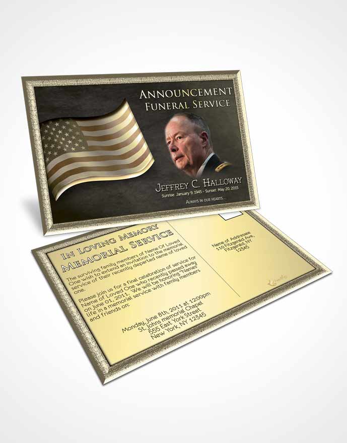 Funeral Announcement Card Template American Golden Pride
