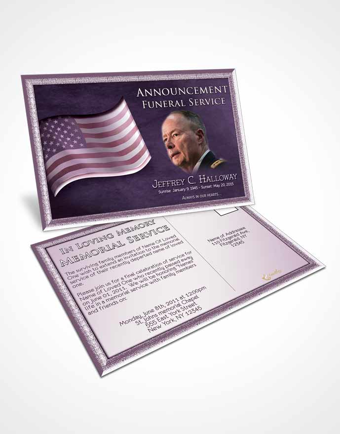 Funeral Announcement Card Template American Lavender Pride
