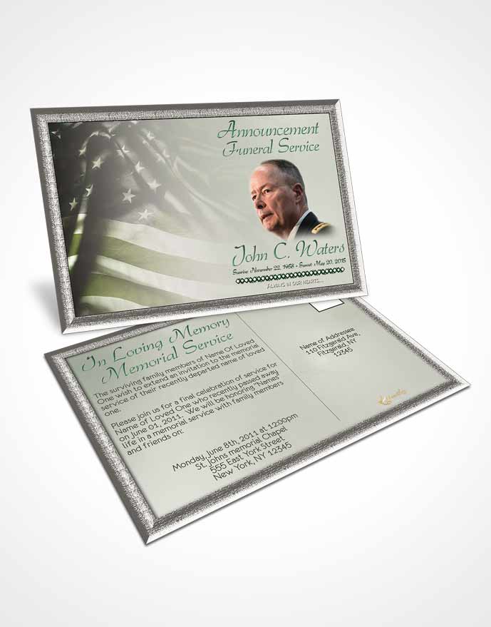 Funeral Announcement Card Template American Life Emerald Love