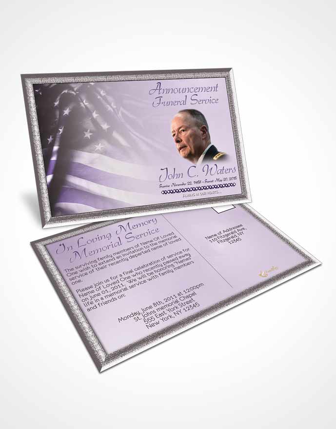 Funeral Announcement Card Template American Life Lavender Honor