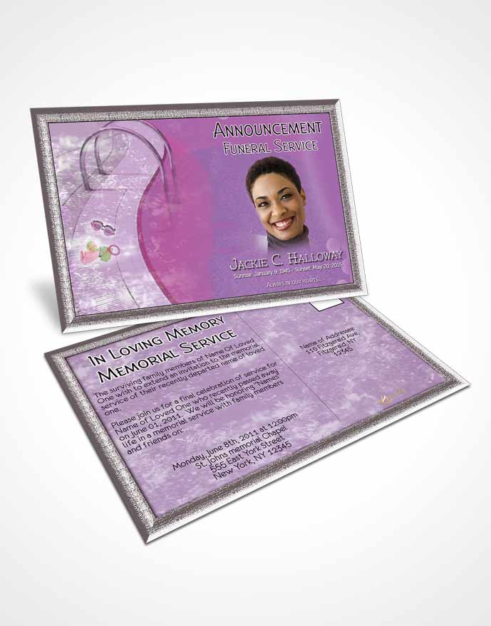 Funeral Announcement Card Template Amethyst Swimming Desire