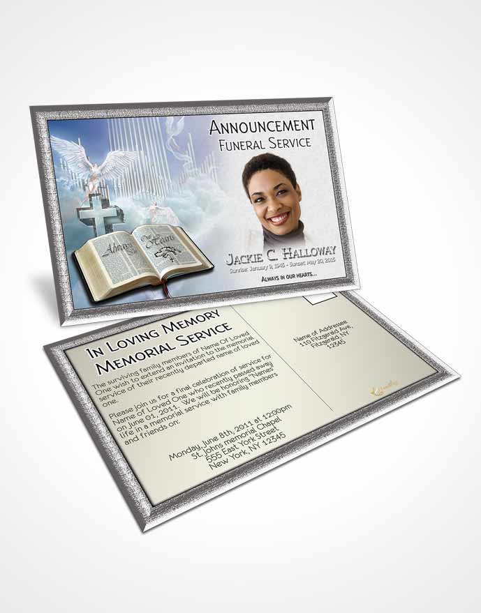Funeral Announcement Card Template Angel in Heaven