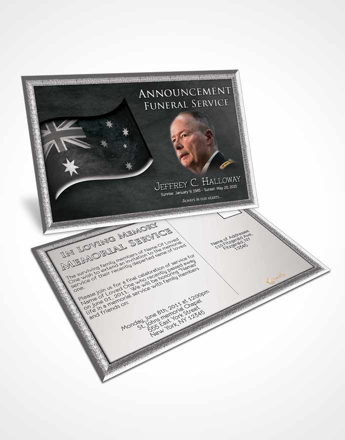 Funeral Announcement Card Template Australian Black and White Desire