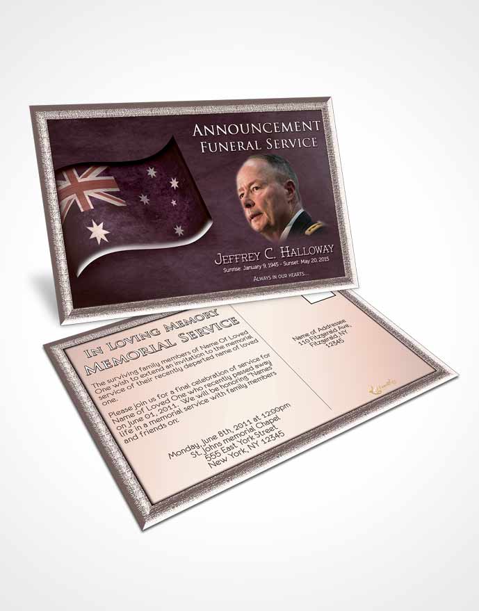 Funeral Announcement Card Template Australian Burgundy Mist