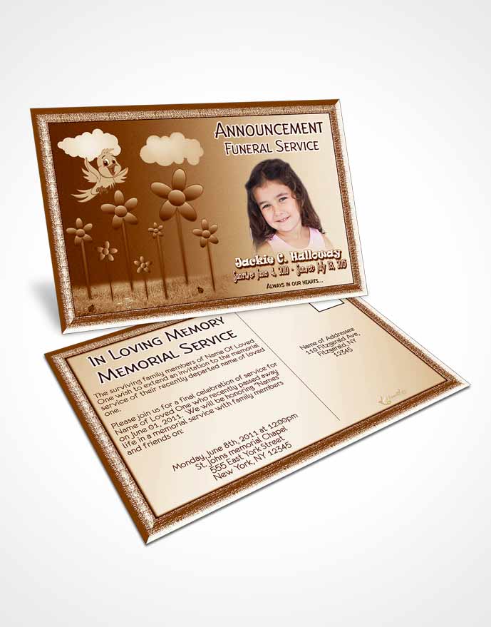 Funeral Announcement Card Template Autumn Breeze Childs Dream