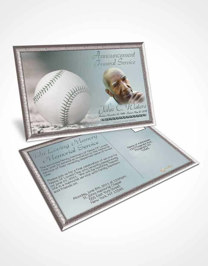 Funeral Announcement Card Template Baseball Day Gentle Breeze