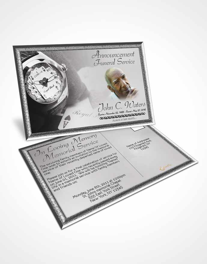 Funeral Announcement Card Template Black and White Aces