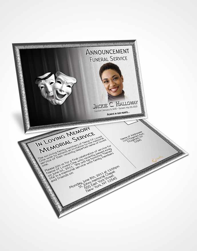 Funeral Announcement Card Template Black and White Actor