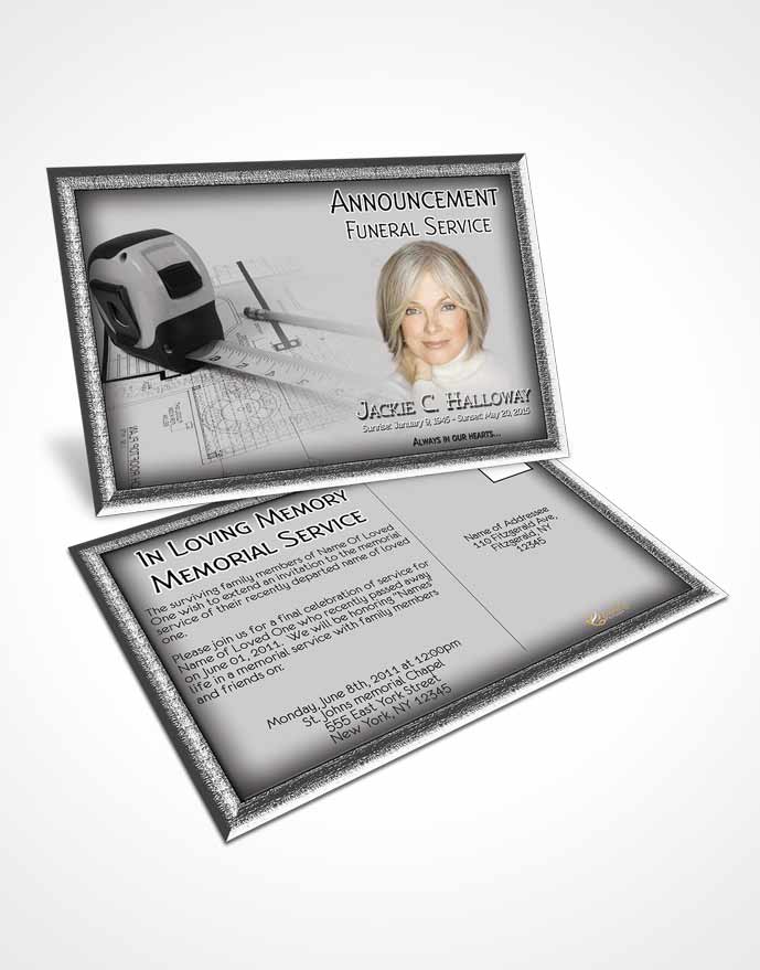 Funeral Announcement Card Template Black and White Architect
