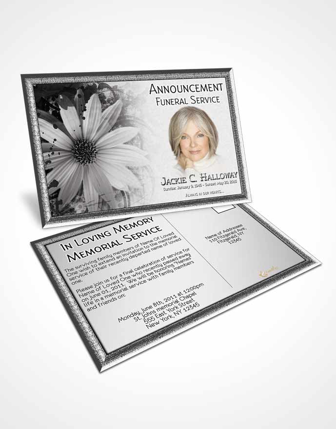 Funeral Announcement Card Template Black and White Artistic Bouquet
