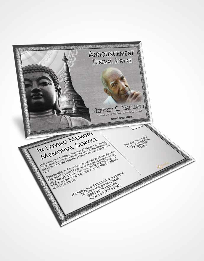Funeral Announcement Card Template Black and White Buddhist Faith