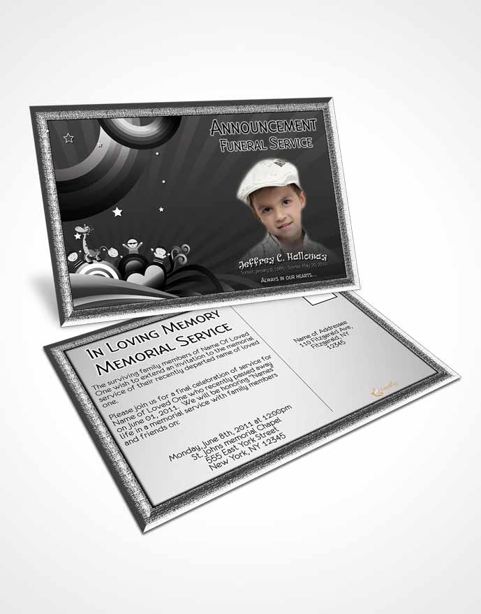 Funeral Announcement Card Template Black and White Childs Journey