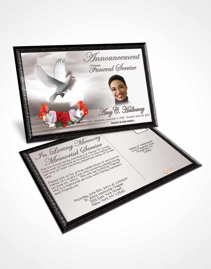 Funeral Prayer Card Template Black and White Delightful Doves