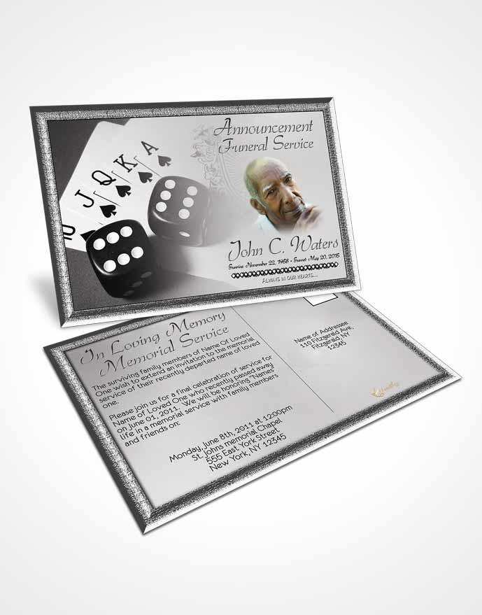 Funeral Announcement Card Template Black and White Double Down