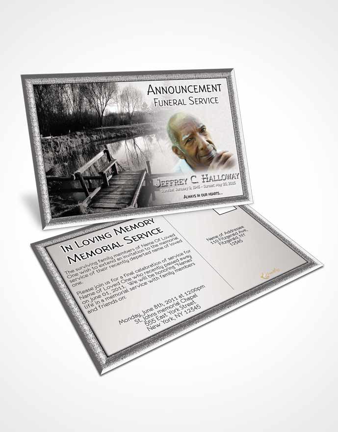 Funeral Announcement Card Template Black and White Fall Getaway