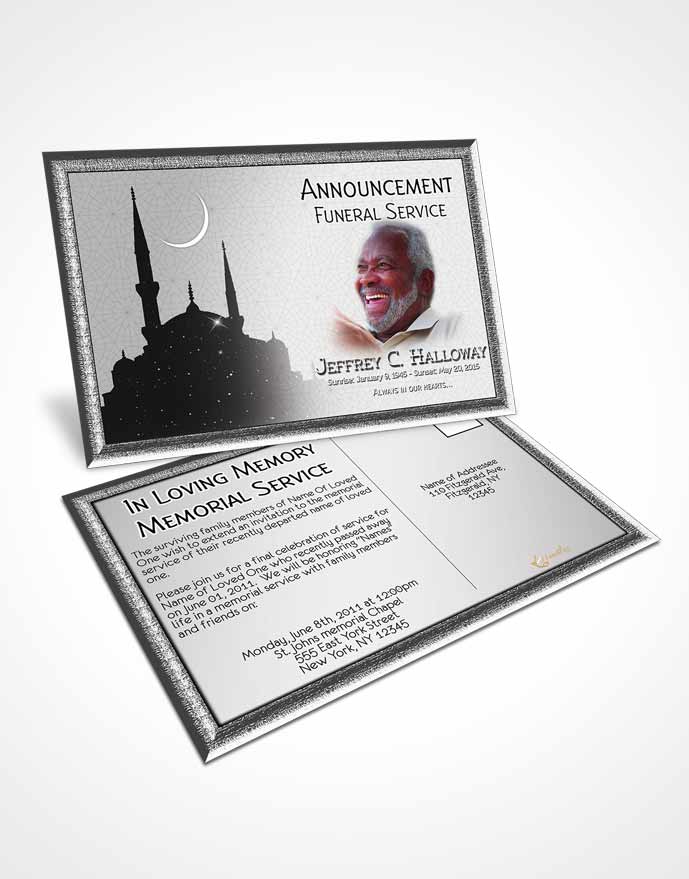 Funeral Announcement Card Template Black and White Islamic Serenity