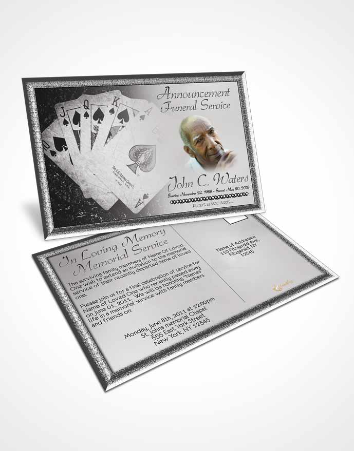Funeral Announcement Card Template Black and White King of Hands