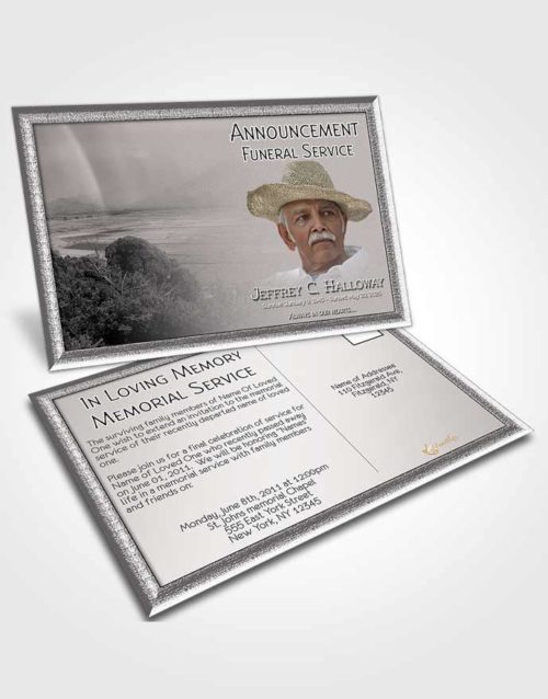 Funeral Announcement Card Template Black and White Misty Mountain