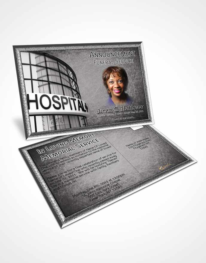 Funeral Announcement Card Template Black and White Nurse