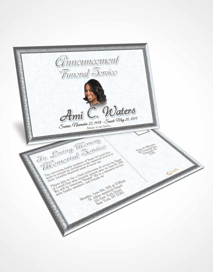 Funeral Prayer Card Template Black and White Purity