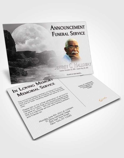 Funeral Announcement Card Template Black and White Rocky Moon