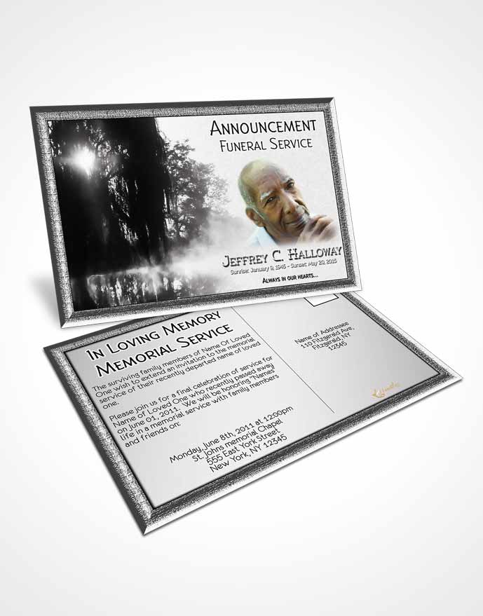 Funeral Announcement Card Template Black and White Summer Reflection