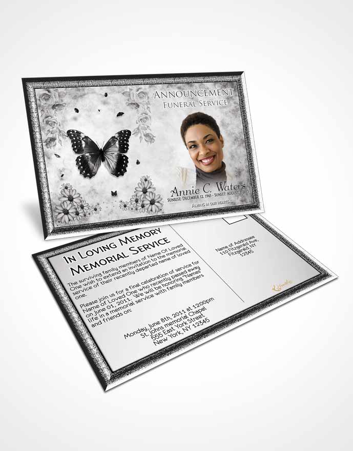 Funeral Announcement Card Template Black and White Sunny Sunflowers