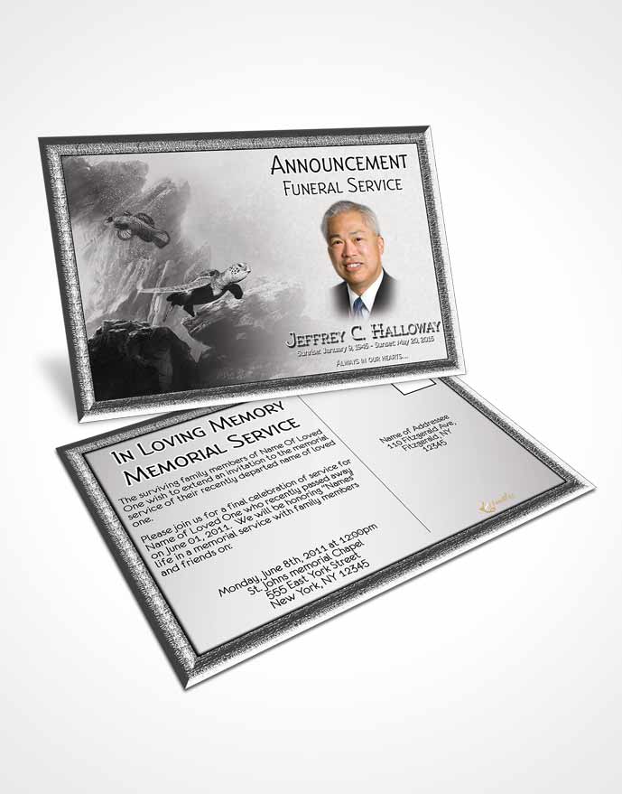 Funeral Announcement Card Template Black and White Water Lover