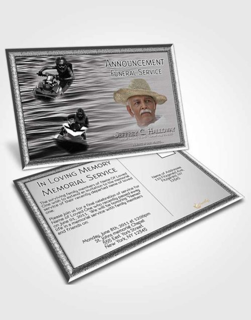 Funeral Announcement Card Template Black and White Water Sports