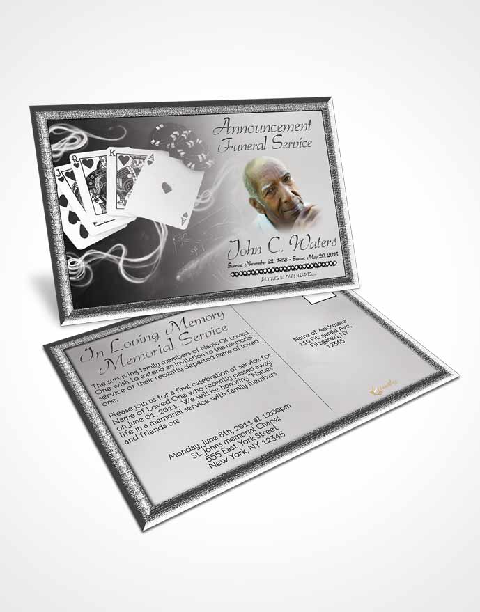 Funeral Announcement Card Template Black and White Weekend Card Game
