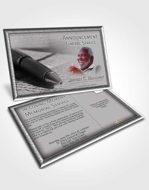 Funeral Announcement Card Template Black and White Writer