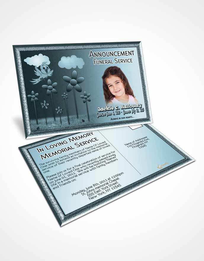Funeral Announcement Card Template Blessed Sky Childs Dream
