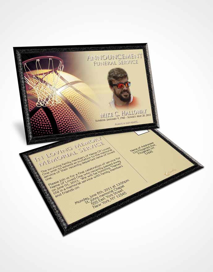 Funeral Announcement Card Template Blissful Basketball Honor
