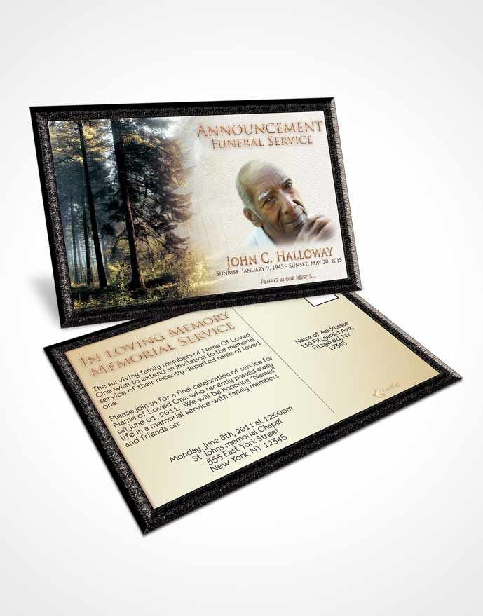 Funeral Announcement Card Template Blissful Forest Laughter